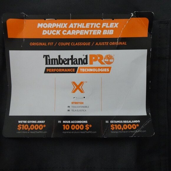 Timberland Bib Overalls Men's Size 2XLT Pro Morphix Athletic Flex Duck Carpenter - Picture 10 of 13